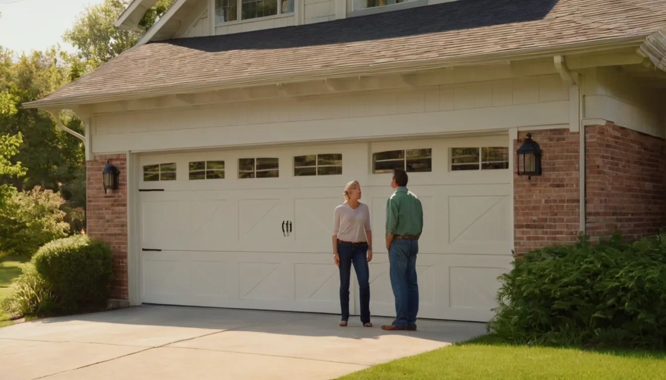 A homeowner looking at a garage door with a local provider in Pearland